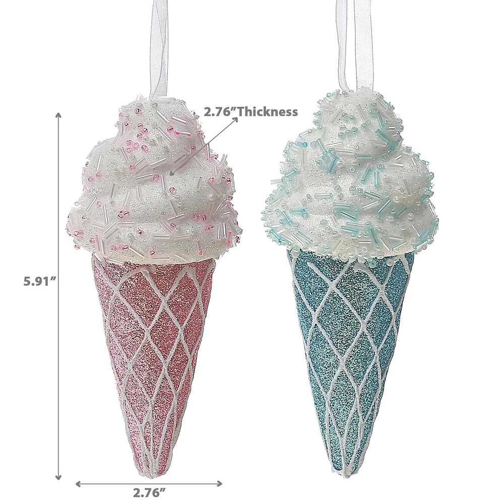 Ice Cream Cone Ornament - Set of 12