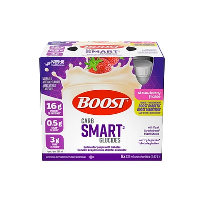 BOOST CarbSmart Vanilla, High Protein, Low Sugar, 24 Vitamins & Minerals, Nutritional Supplement, 16g Protein, 0.5g Sugar, Kosher, Gluten-free, Suitable For Diabetics, 6 x 237 ML