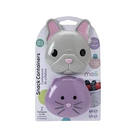 melii Animal Snack Container 2 Pack for Toddlers, Kids and Adults