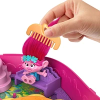 Polly Pocket & DreamWorks Trolls Compact Playset with Poppy & Branch Dolls & 13 Accessories, Ages 4+