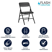 Flash Furniture Hercules Series Black Vinyl Fabric Metal Folding Chair