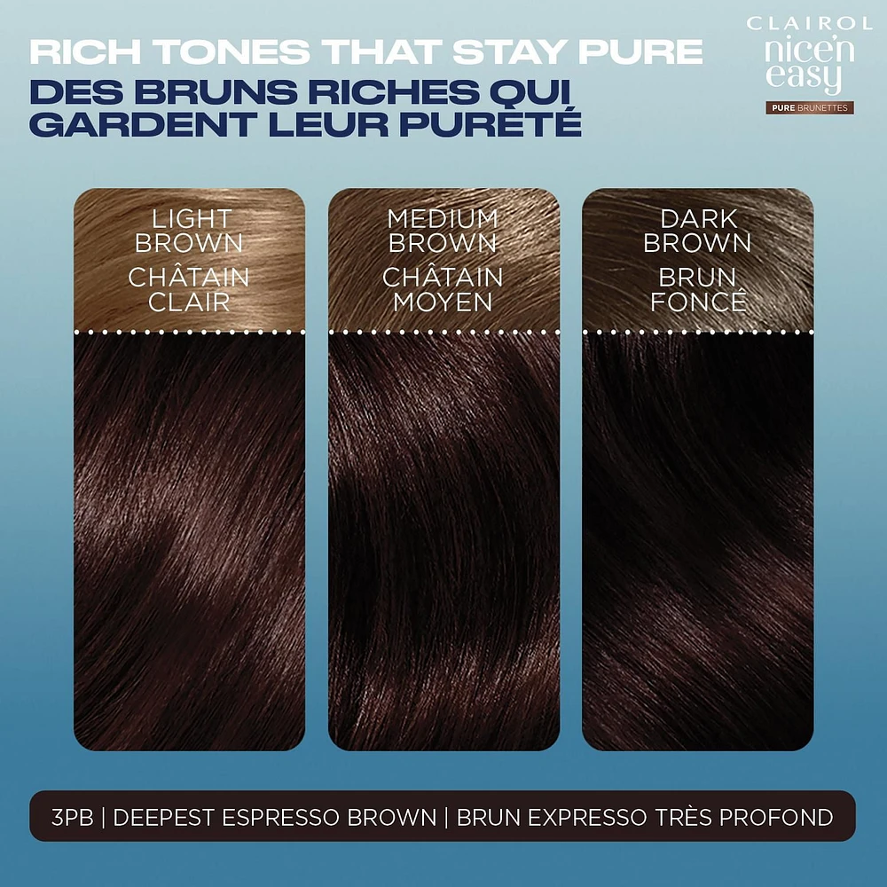 Clairol Coloration permanente Nice'N Easy Pure Brunettes Des Tons Riches Qui Gardent Leur Pureté