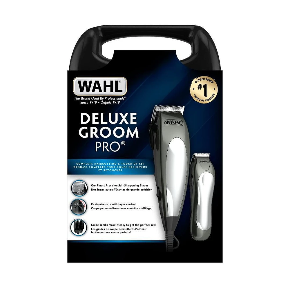Wahl Deluxe Groom PRO Complete Haircutting And Touch up Kit - 20 Pieces - Model 3170, Taper control lets you customize each cut
