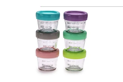 melii Glass Baby Food Freezer Jars, Snack Container with Lids, BPA Free, Microwave & Dishwasher safe