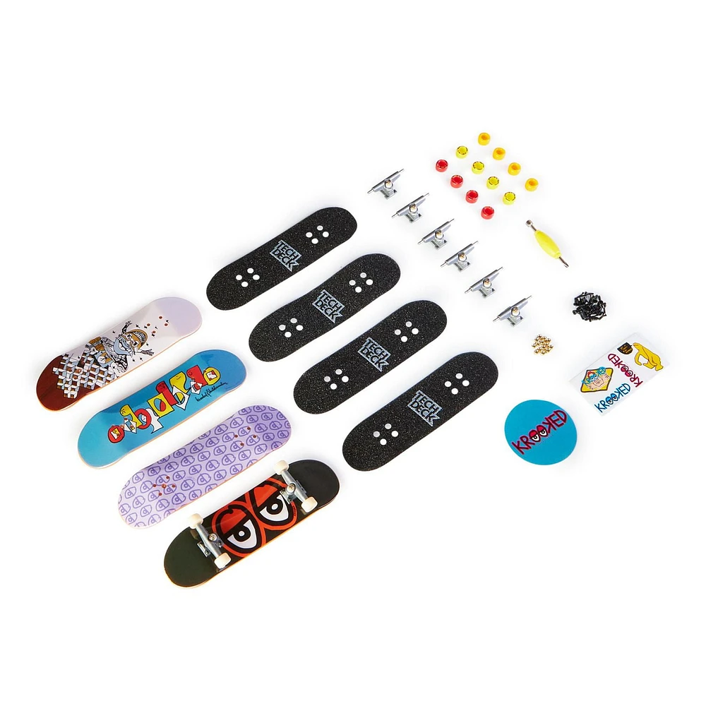 Tech Deck, Ultra DLX Fingerboard 4-Pack, Krooked Skateboards, Collectible and Customizable Mini Skateboards