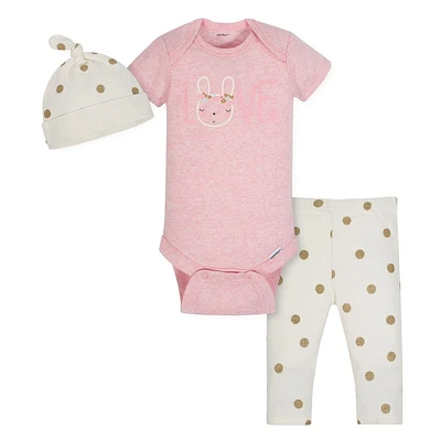 Gerber® Petites filles Ensemble de 3 pièces biologique- Rose
