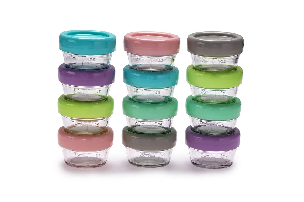 melii Glass Baby Food Freezer Jars, Snack Container with Lids, BPA Free, Microwave & Dishwasher safe