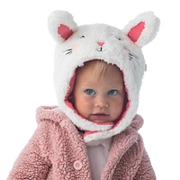 FlapJackKids - Baby, Toddler, Kids, Girls Reversible Sherpa Fleece Hat - Double Layered - Bunny/Deer