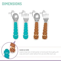 melii Spoon, Fork & Knife Set, Stainless Steel – Bulldog, Cat, Shark, Bear – BPA Free, Dishwasher safe