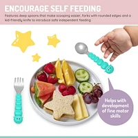melii Spoon, Fork & Knife Set, Stainless Steel – Bulldog, Cat, Shark, Bear – BPA Free, Dishwasher safe