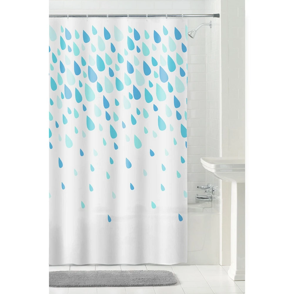 Mainstays PEVA Raindrops Shower Curtain or Liner, 70" x 72", Aqua, PEVA shower curtain