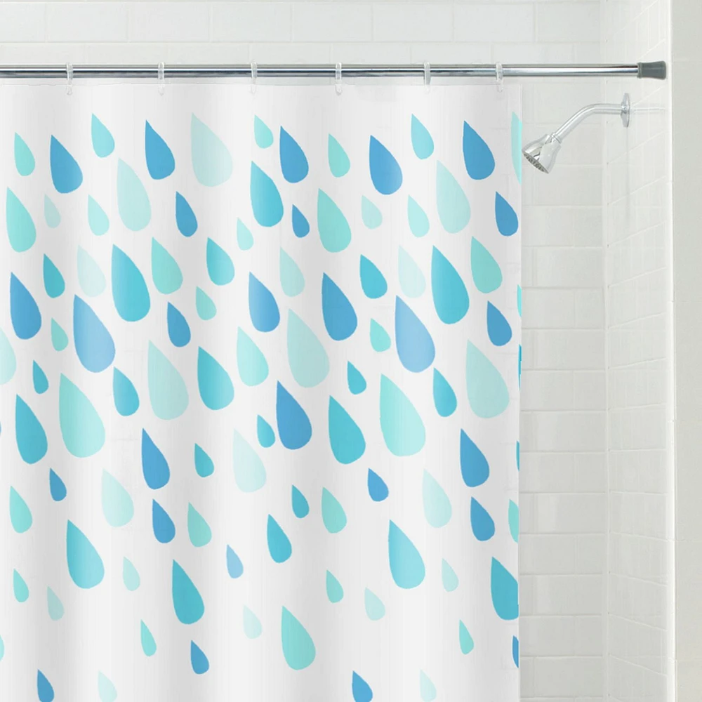 Mainstays PEVA Raindrops Shower Curtain or Liner, 70" x 72", Aqua, PEVA shower curtain