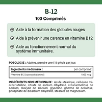 NATURE'S BOUNTY Vitamin B-12, 1000 mcg, Helps Energy Metabolism, Helps Red Blood Cell Formation, Prevents Vitamin B-12 Deficiencies, Supports Immune System, Tablets 100.0 count, 100 Tablets