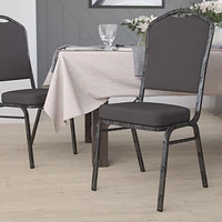 Flash Furniture Hercules Series Crown Back Stacking Banquet Chair in Gray Fabric