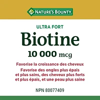 NATURE'S BOUNTY Biotin, Ultra Strength, 10,000 mcg, Promotes Hair Growth, Thicker Healthier Nails, Stronger Thicker Hair & Healthier Skin, Helps Maintain the Body's Ability to Metabolize Nutrients, Value Size, Softgels 150.0 count, 150 softgels