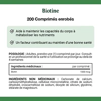 NATURE'S BOUNTY Biotin, 1000 mcg, Helps to Maintain the Body's Ability to Metabolize Nutrients, A Factor In The Maintenance Of Good Health, Value Size, Coated Tablets 200.0 count, 200 Tablets