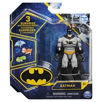 Batman 4-inch Action Figure with 3 Mystery Accessories, for Kids Aged 3 and up