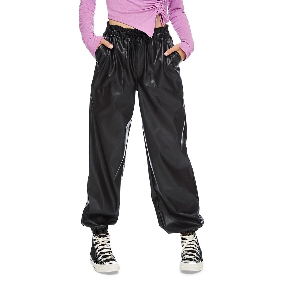 My Sister's Closet Girls' Faux Leather Parachute Pant, Sizes S-XXL