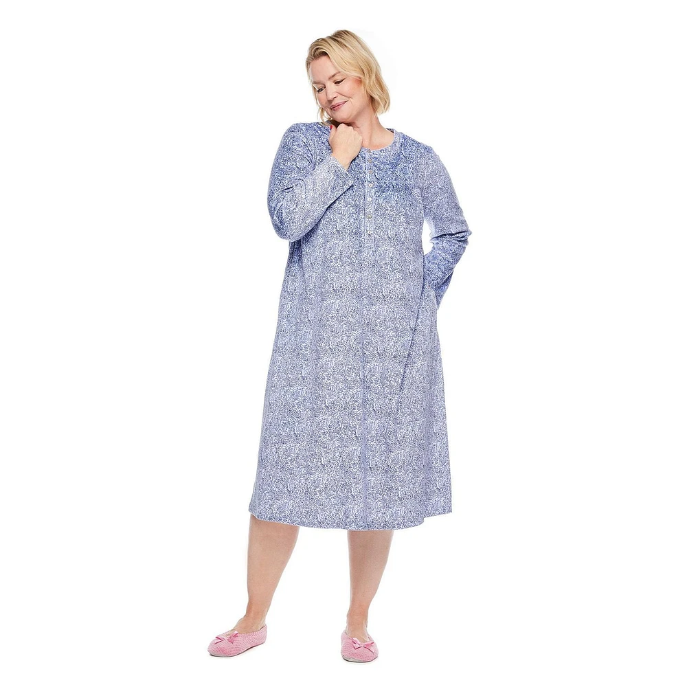 Robe de nuit à manches longues Iyla Plus pour femmes Tailles 1X-4X