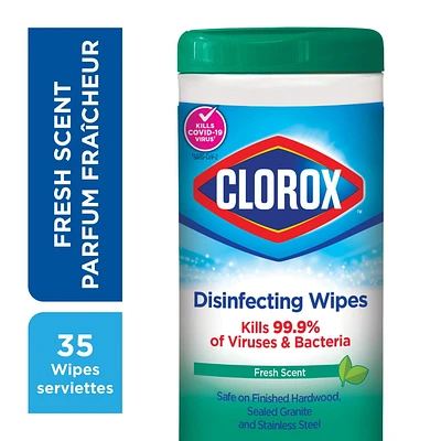 Serviettes désinfectantes Clorox® au parfum fraîcheur, boîte de 35