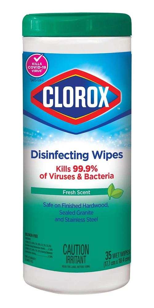 Serviettes désinfectantes Clorox® au parfum fraîcheur, boîte de 35