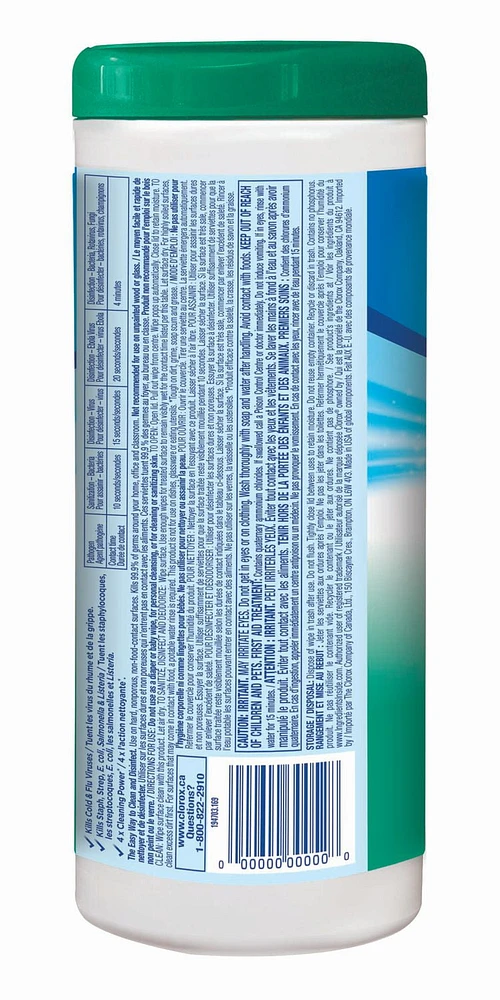 Serviettes désinfectantes Clorox® au parfum fraîcheur, boîte de 35