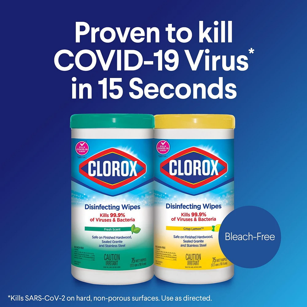 Serviettes désinfectantes Clorox® au parfum fraîcheur, boîte de 35