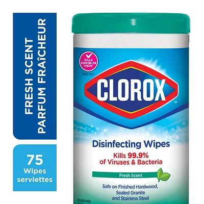 Serviettes désinfectantes Clorox®, parfum fraîcheur, boîte de 75 75 unités