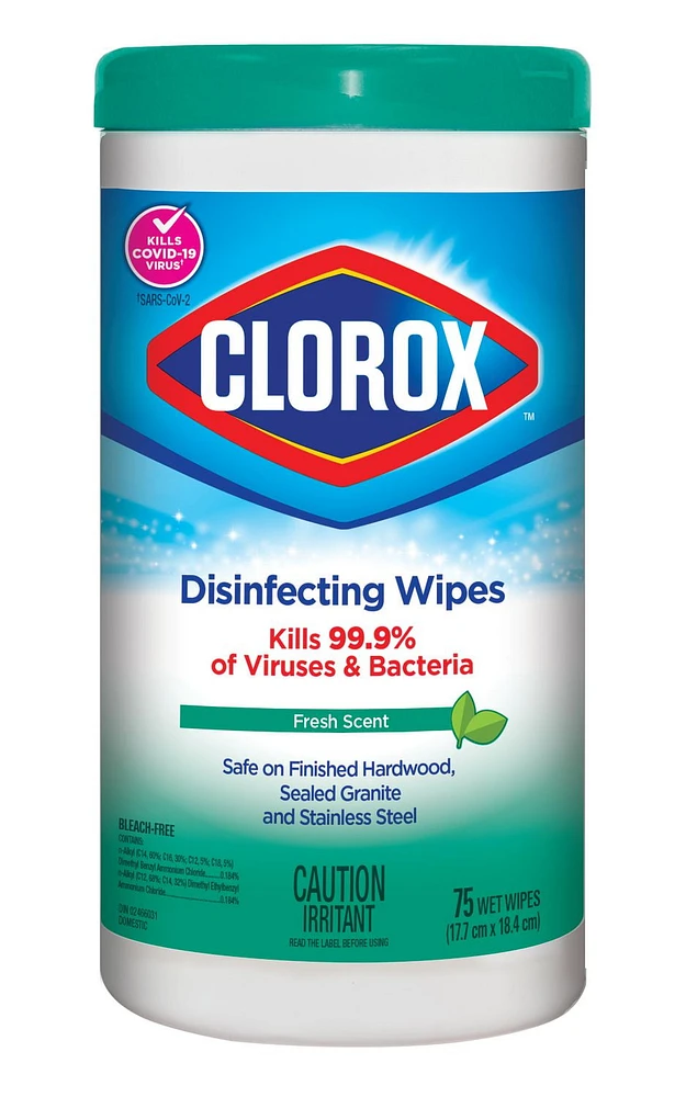 Serviettes désinfectantes Clorox®, parfum fraîcheur, boîte de 75 75 unités