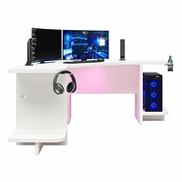 Ntense Mod Corner Gaming Desk with LED Light Kit, White