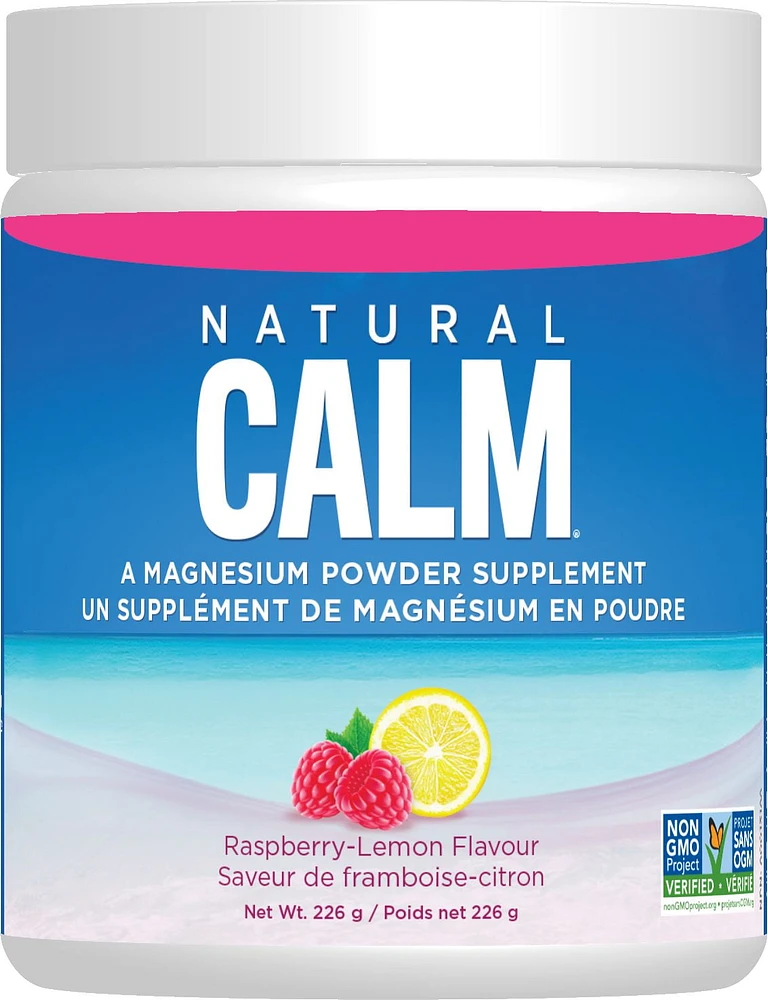 Natural Calm Magnesium Powder, 8 oz. Raspberry Lemon Powder