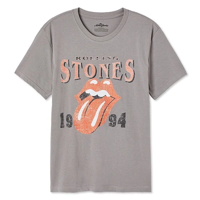 T-shirt à imprimé graphique coupe garçonne The Rolling Stones pour femmes