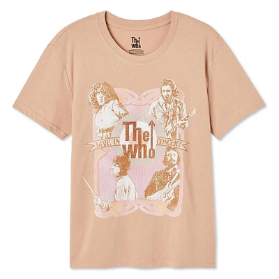 T-shirt à imprimé graphique coupe garçonne The Who pour femmes