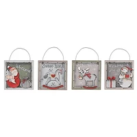 Square Wooden Christmas Ornament - Set of 12