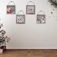 Square Wooden Christmas Ornament - Set of 12