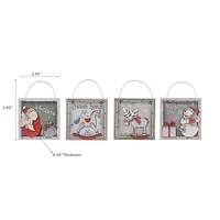 Square Wooden Christmas Ornament - Set of 12