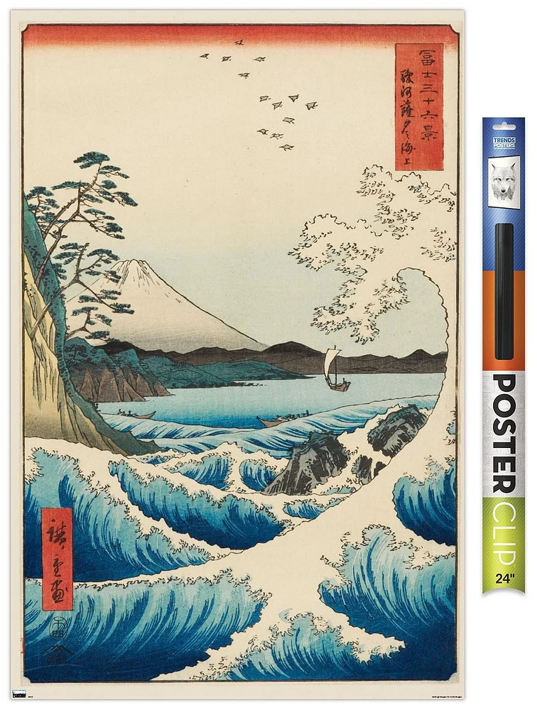 Hiroshige - The Sea at Satta 22.375" x 34" Poster with Push Pins