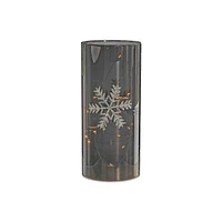 Led Cylinder Glass Stand 7.88" Silver Snowflake Large