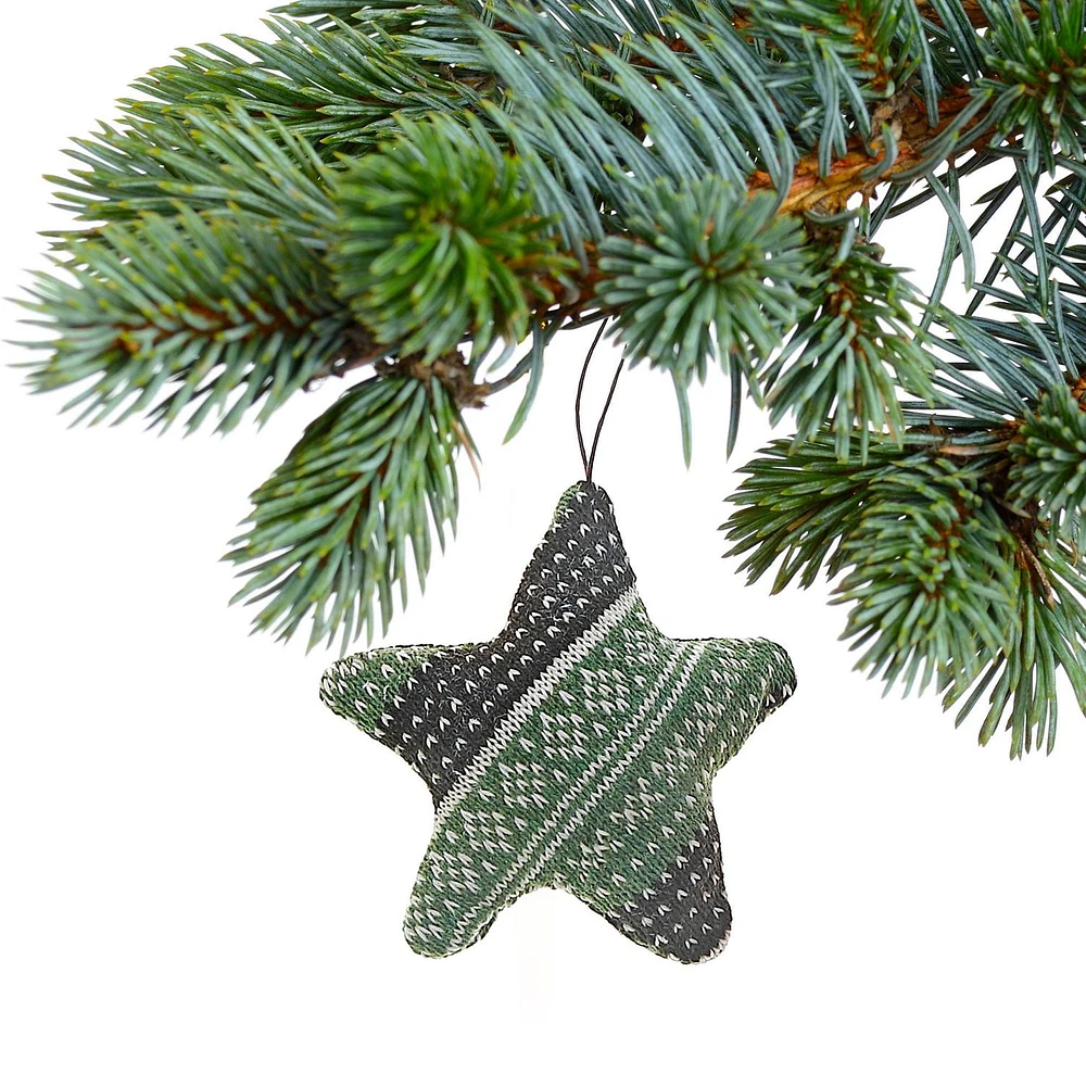 Star Ornament Green Large - Set of 6