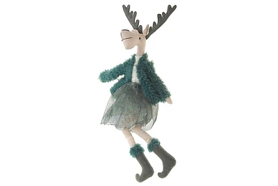 Green Jacket With Skirt Reindeer Plush Sitter