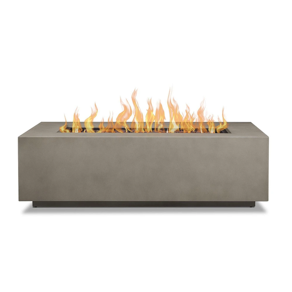 Aegean Large Rectangle Propane Gas fire table in Mist Gray with Natural Gas Conversion kit