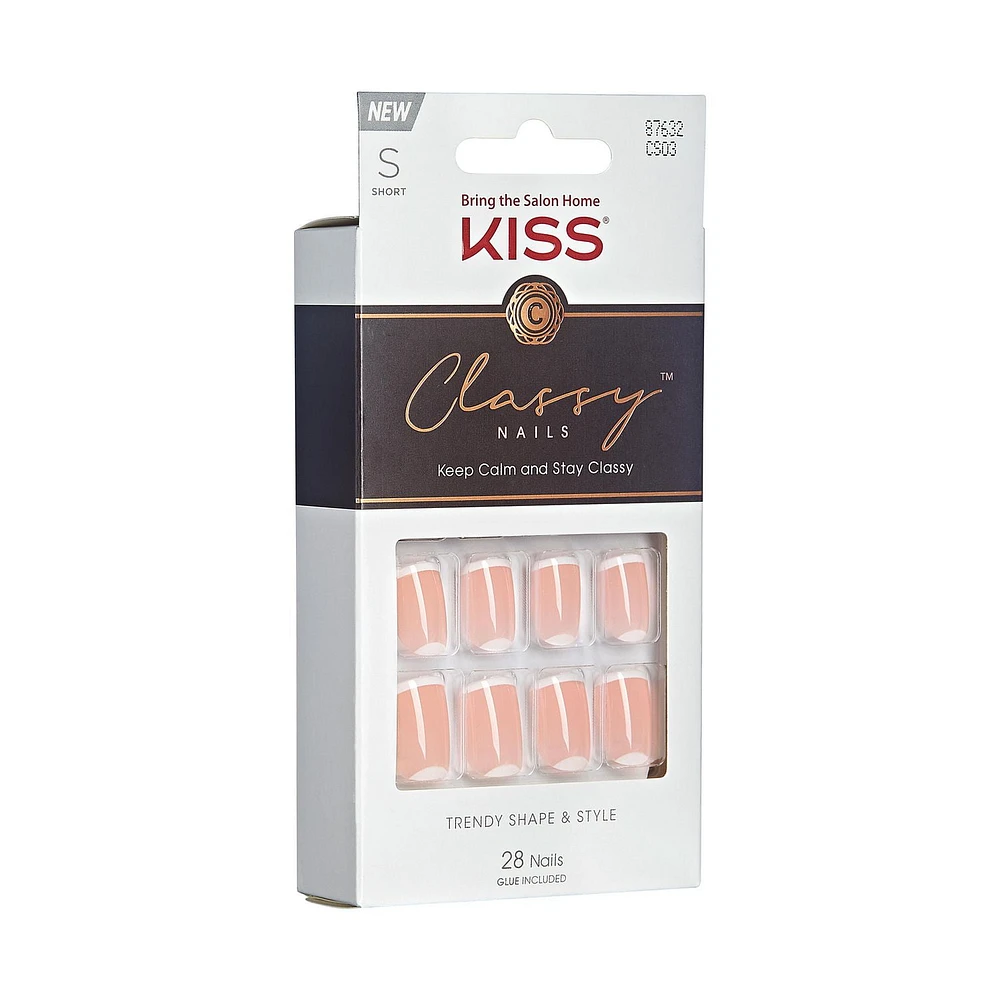 Kiss Classy - faux ongles, 28 comptes, moyen Manucure française.