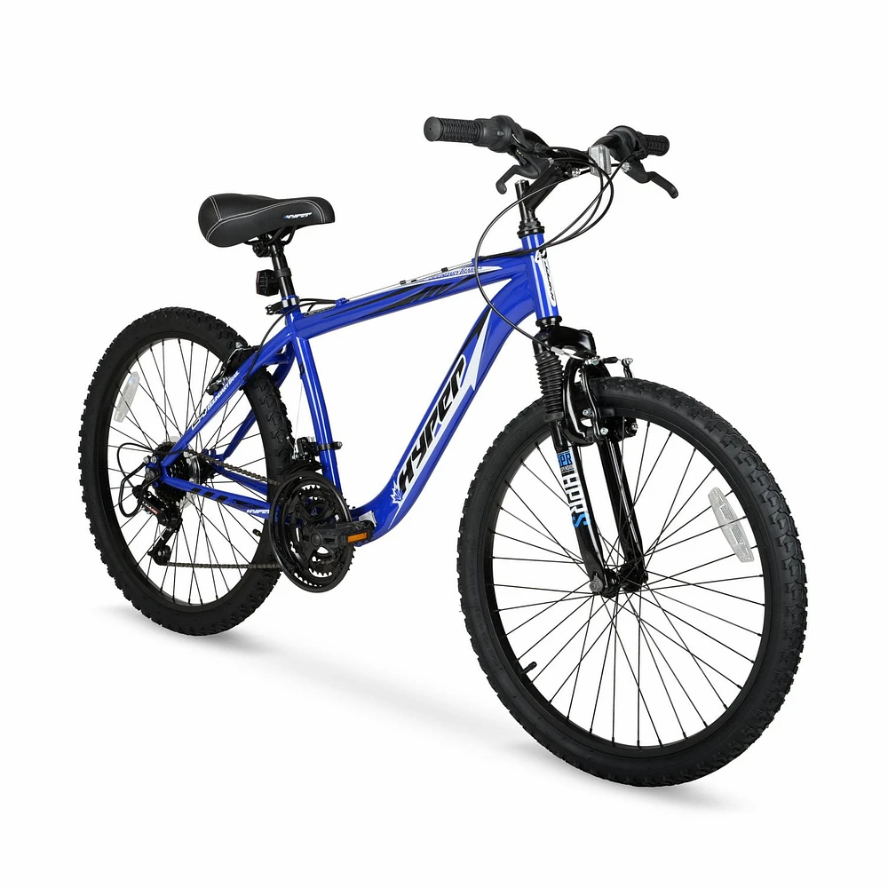 24" Hyper Bicycles Boundry Trail Front Suspension Unisex Steel Frame Mountain Bike Blue