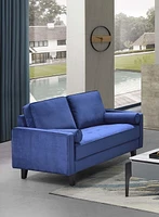 Topline Home Furnishings Loveseat with 2 Pillows, Blue Velvet