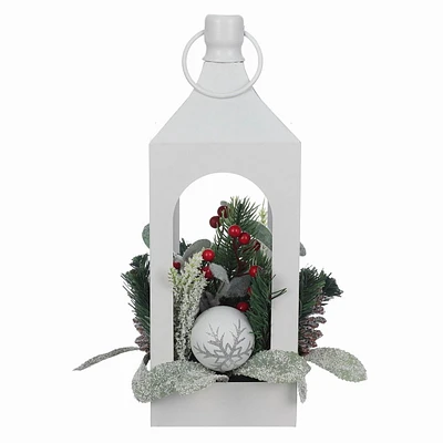 Holiday Time 17" White Metal Lantern Arr Decor