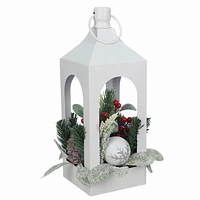 Holiday Time 17" White Metal Lantern Arr Decor