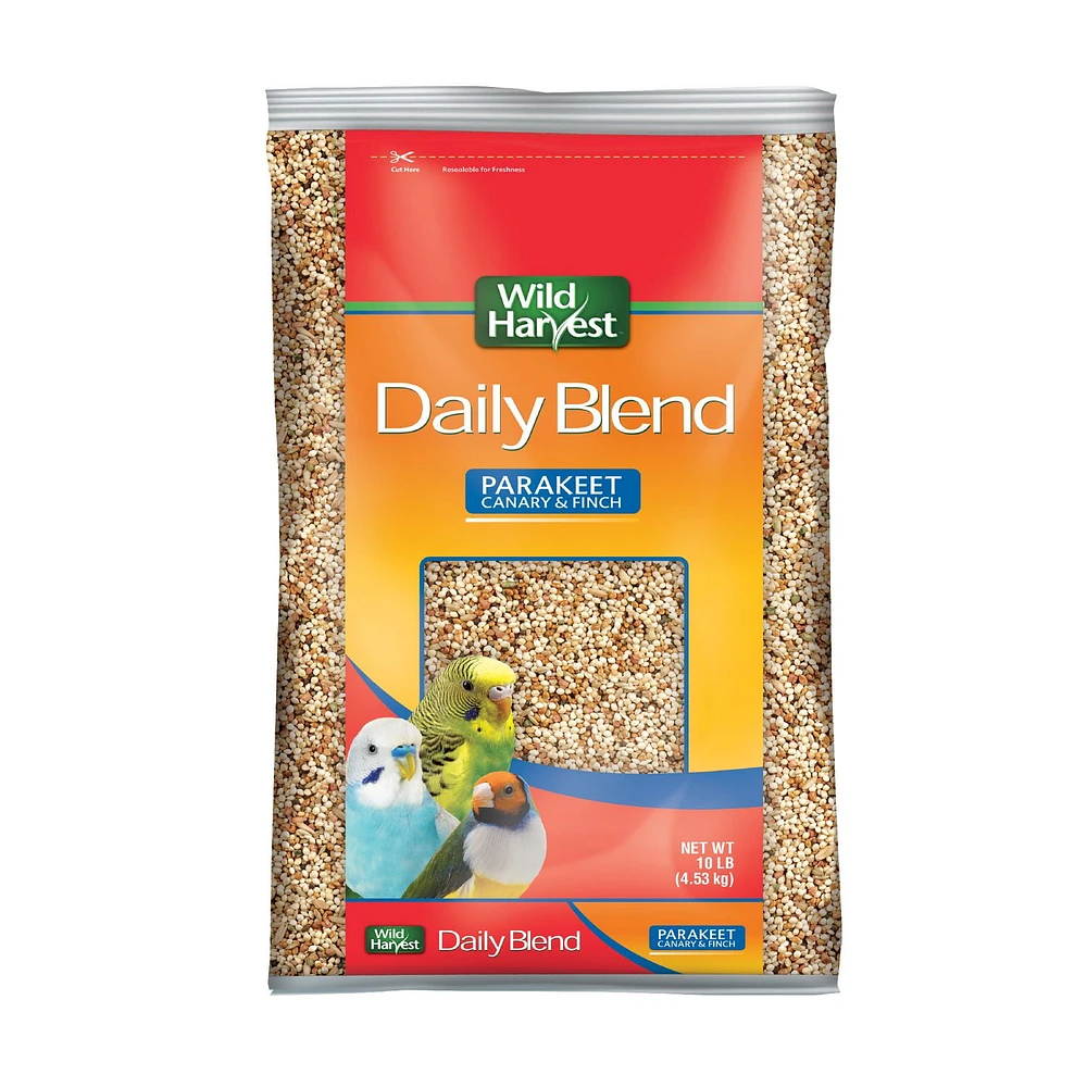 Wild Harvest Daily Blend Nutrition Diet Bird Food for Parakeet, Canary and Finch 10 Pounds