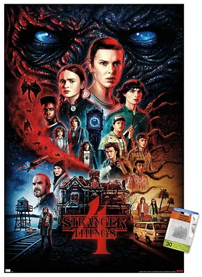 Netflix Stranger Things: Season 4 – One Sheet 22.375" x 34" Wall Poster with Beechwood Magnetic Frame, by Trends International