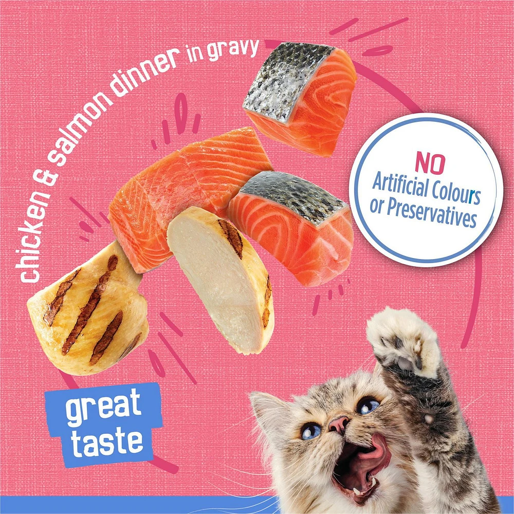 Friskies Shredded Chicken & Salmon Dinner, Wet Cat Food 156g, 156 g