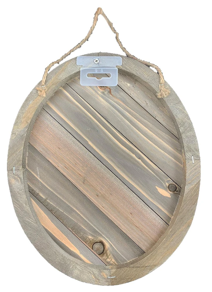 Hampton Art 12" Oval Wood Diagonal Plank Rustic